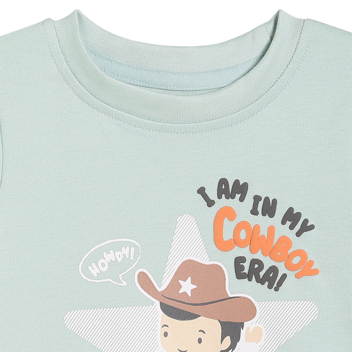 Baby Boys Cowboy Print T-Shirts Pack of 2, Yellow and Mint Green