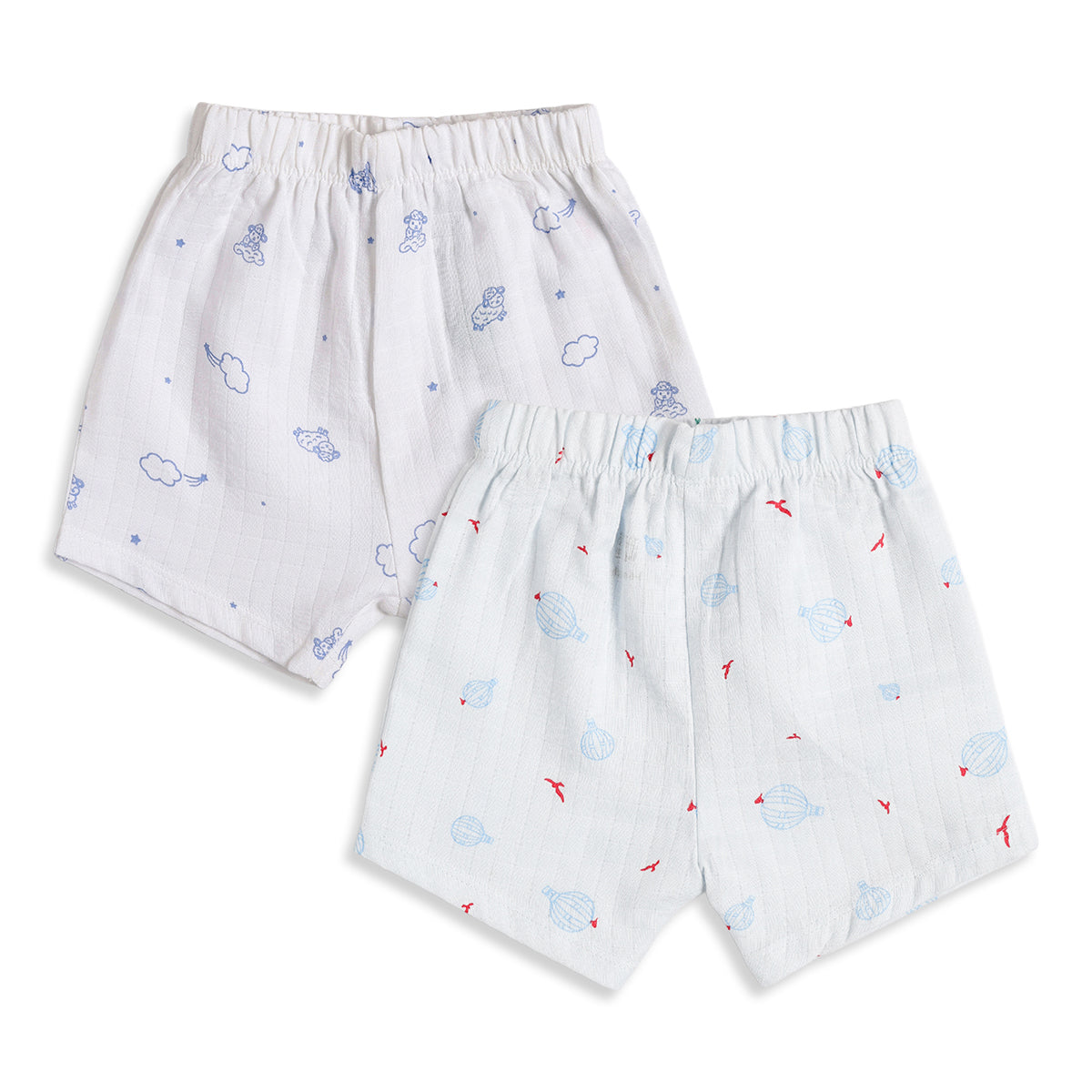Baby Boys White Printed Cotton Shorts Pack of 2 Regular Fit Casual Shorts