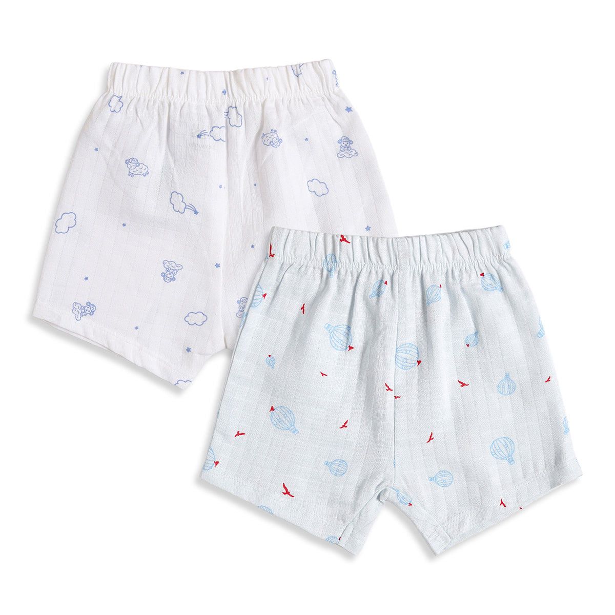 Baby Boys White Printed Cotton Shorts Pack of 2 Regular Fit Casual Shorts