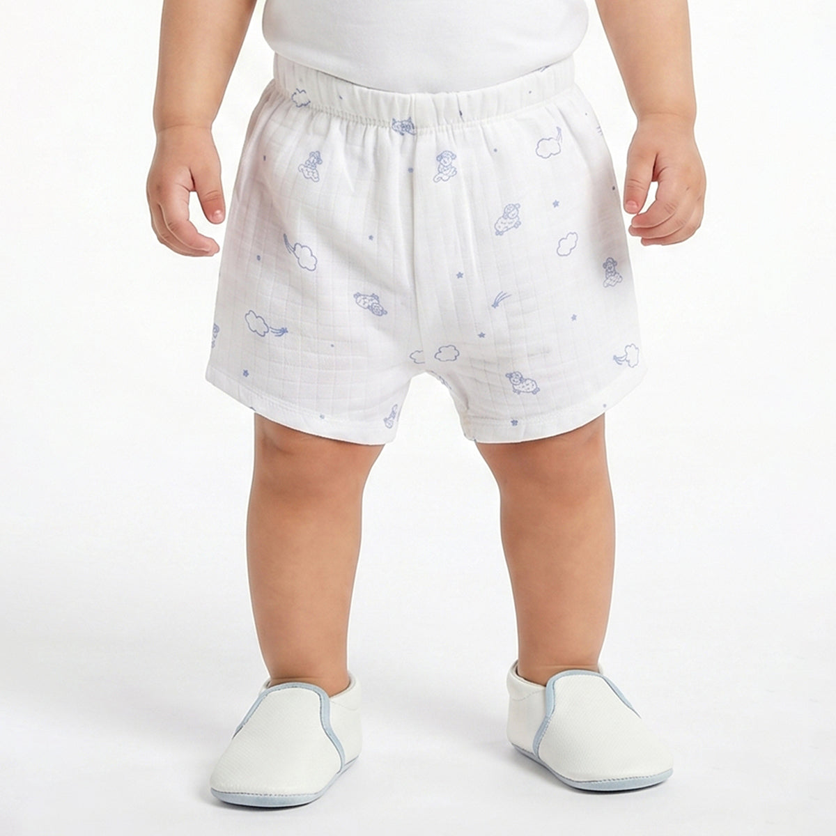 Baby Boys White Printed Cotton Shorts Pack of 2 Regular Fit Casual Shorts