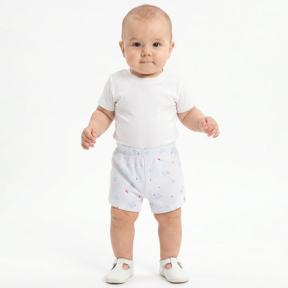 Baby Boys White Printed Cotton Shorts Pack of 2 Regular Fit Casual Shorts