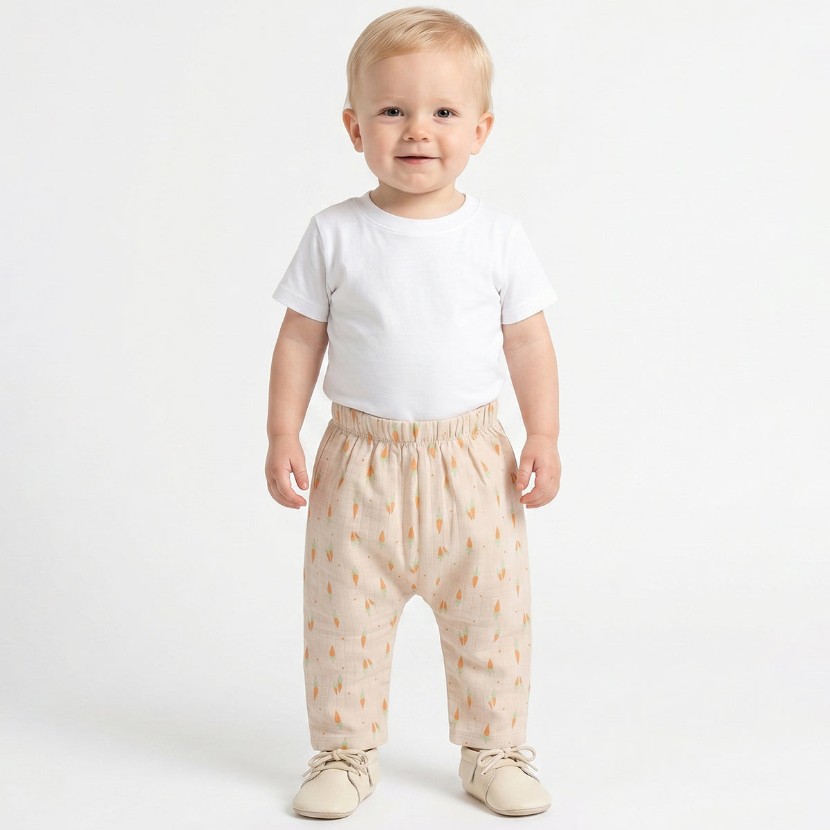 Baby Boys Pack of 2 Printed Muslin Jogger Pants Regular Fit Casual Bottomwear - Mint Green & Beige