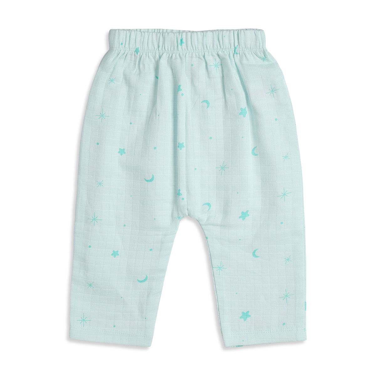Baby Boys Pack of 2 Printed Muslin Jogger Pants Regular Fit Casual Bottomwear - Mint Green & Beige