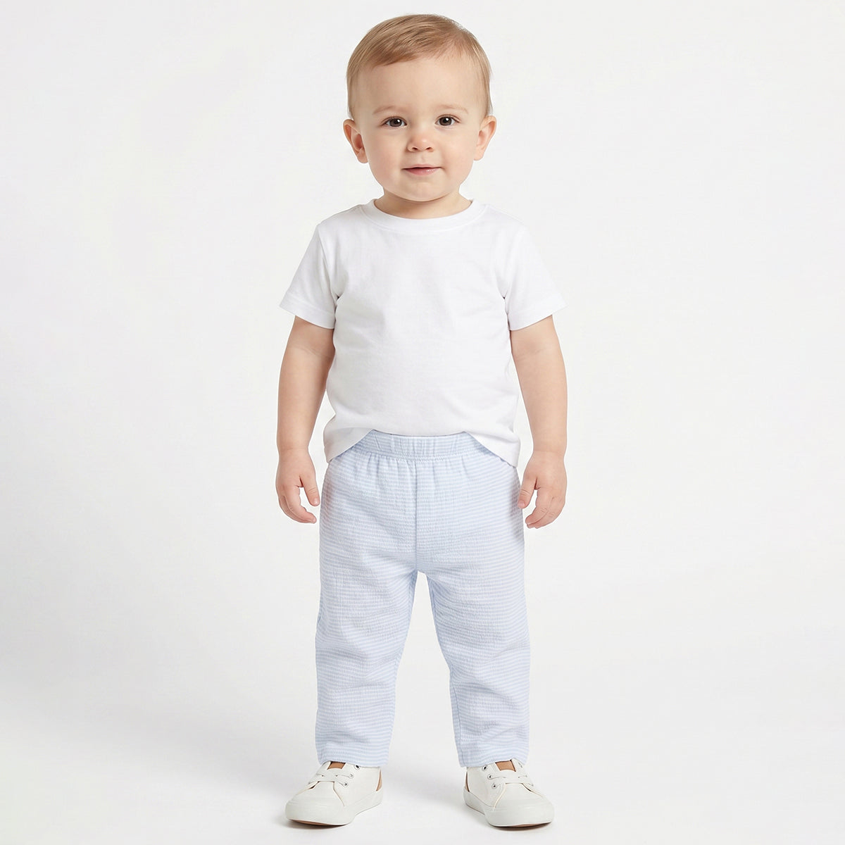 Baby Boys Pack of 2 Printed Muslin Jogger Pants Regular Fit Casual Bottomwear - Light Blue & Yellow