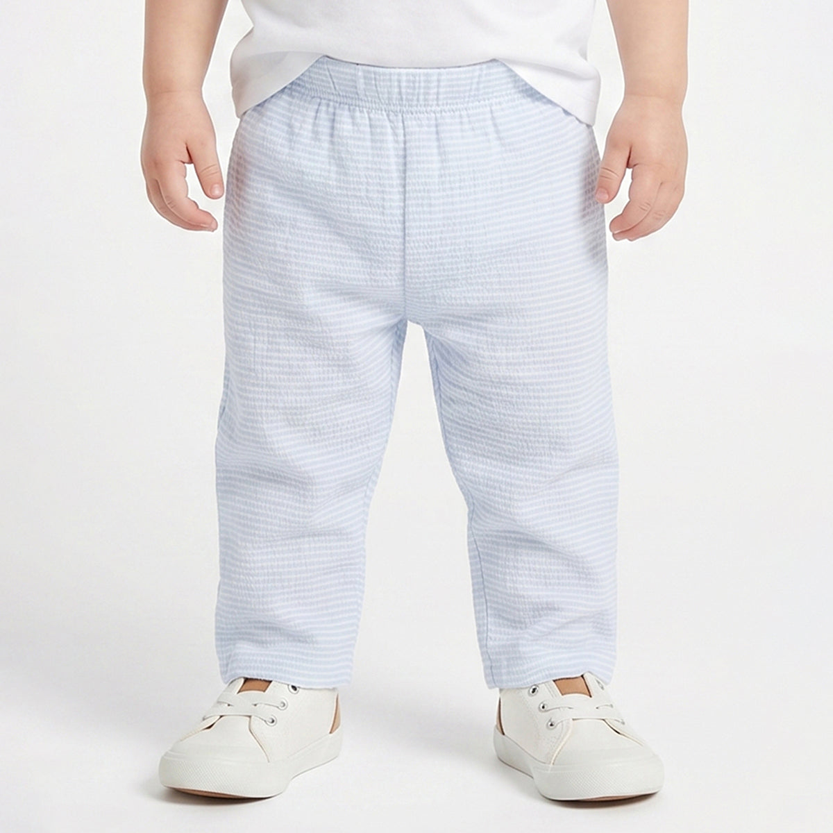 Baby Boys Pack of 2 Printed Muslin Jogger Pants Regular Fit Casual Bottomwear - Light Blue & Yellow