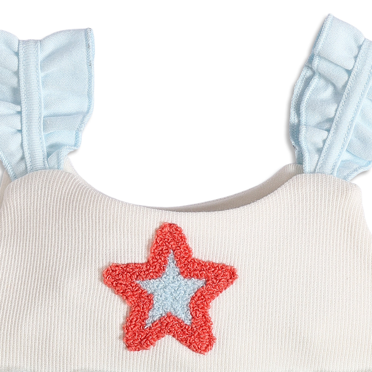 Baby Girls Star Embellished Tulle Dress with Headband, White and Light Blue
