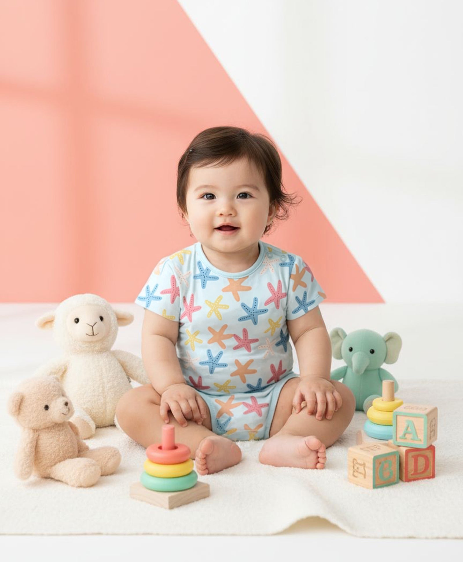 Baby Girls  Starfish Printed Bodysuits Pack Of 2, Multicolor