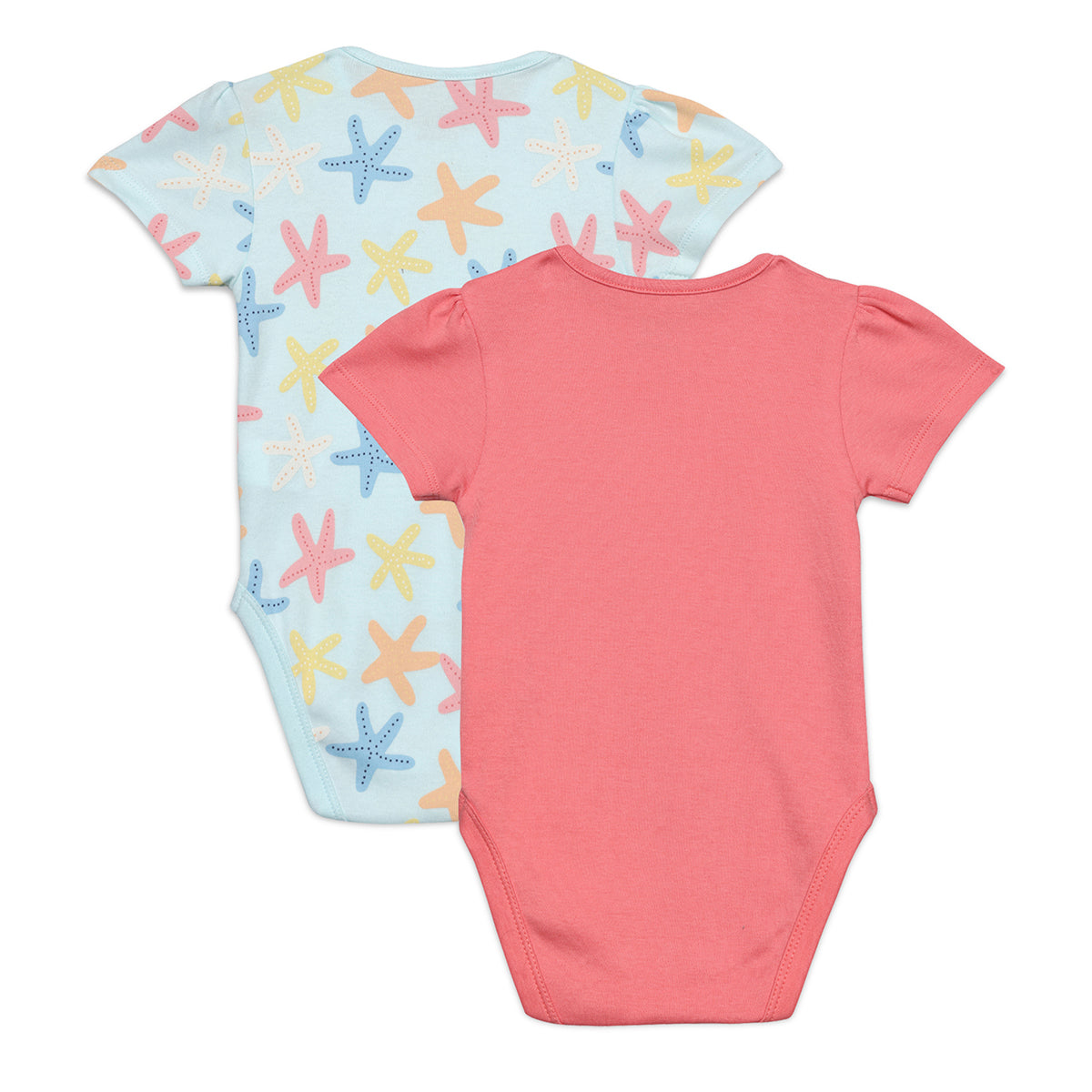 Baby Girls  Starfish Printed Bodysuits Pack Of 2, Multicolor