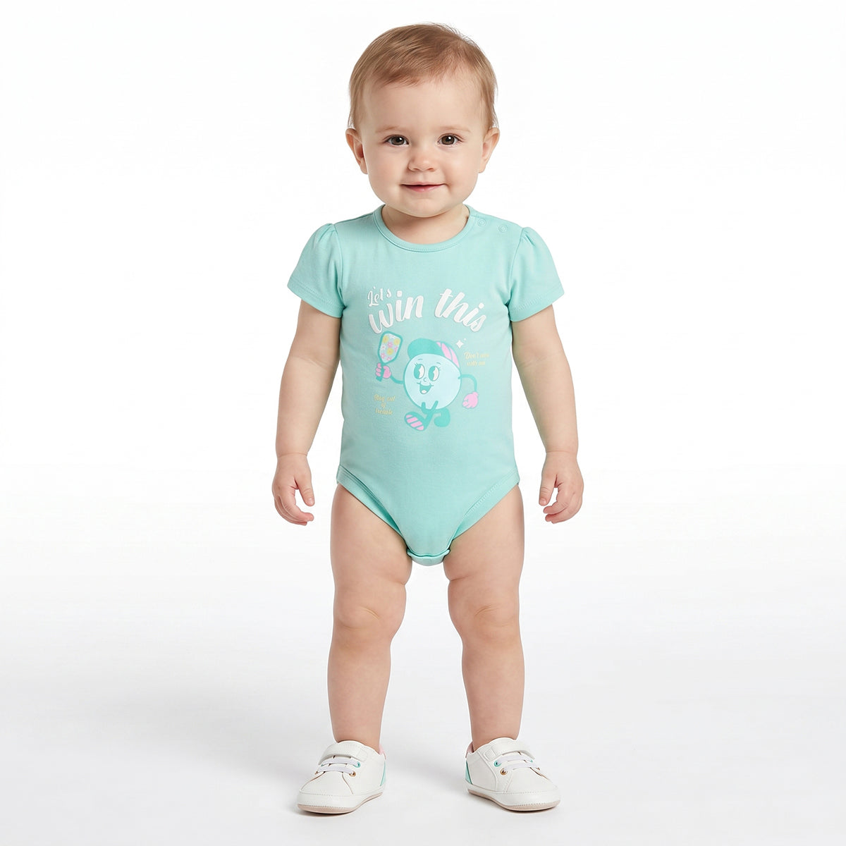 Baby Girls Printed Bodysuits Pack of 2, Mint Green and Light Pink