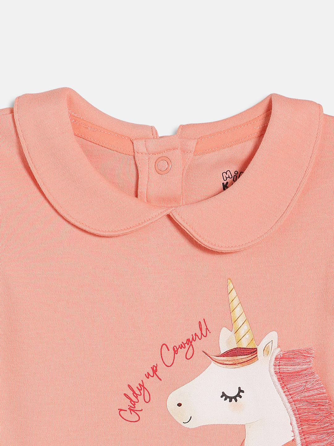Baby Girls Unicorn Print Bodysuit, Peach