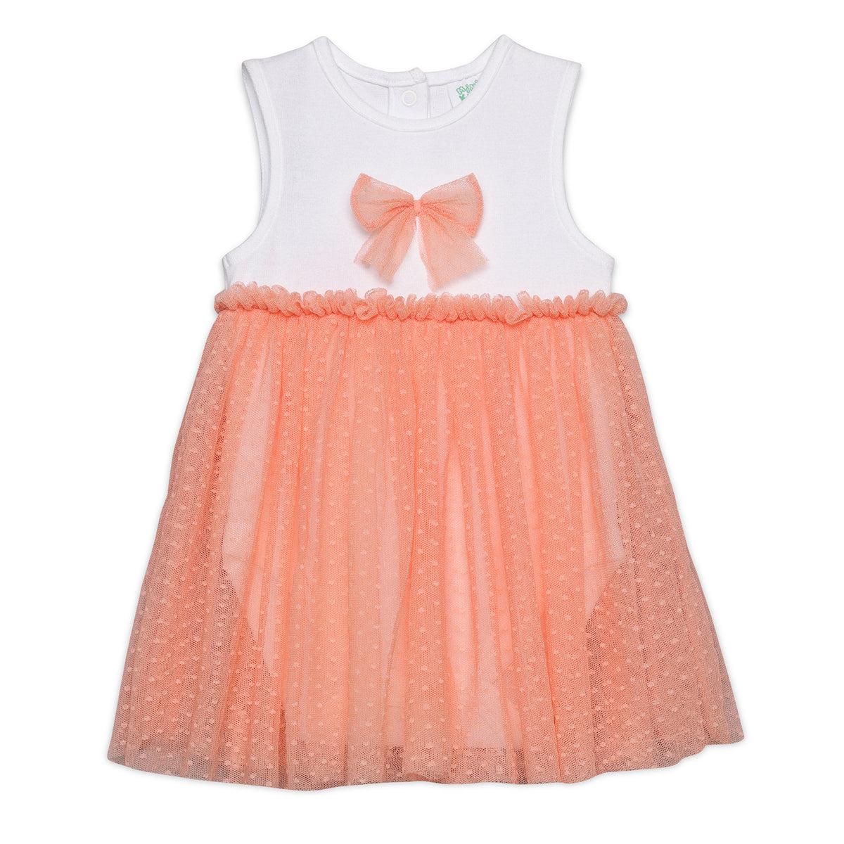Baby Girls Sleeveless Tulle Bodysuit, Peach