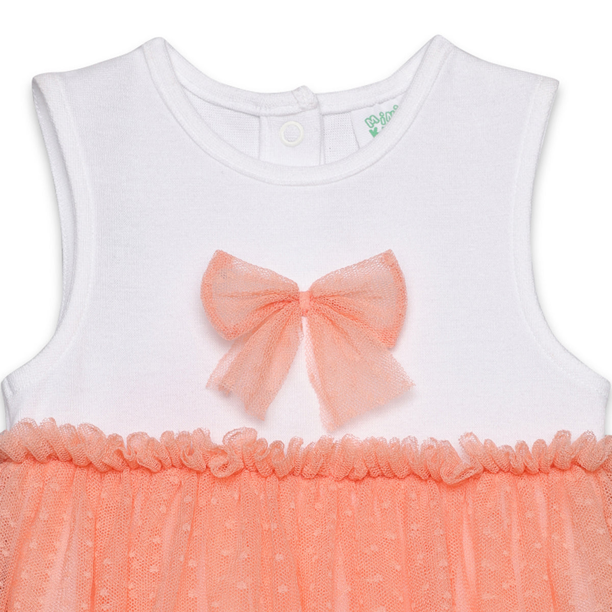 Baby Girls Sleeveless Tulle Bodysuit, Peach