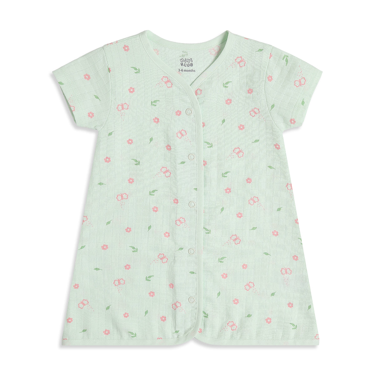 Baby Girls Blue & Green Cotton Muslin Dress Pack of 2 Floral Print Regular Fit Casual Wear