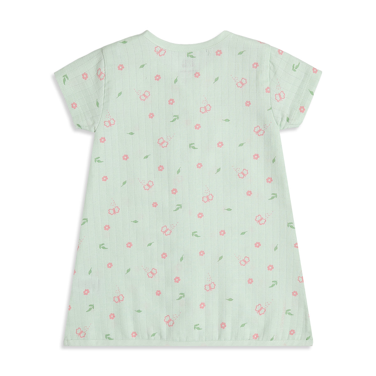 Baby Girls Blue & Green Cotton Muslin Dress Pack of 2 Floral Print Regular Fit Casual Wear