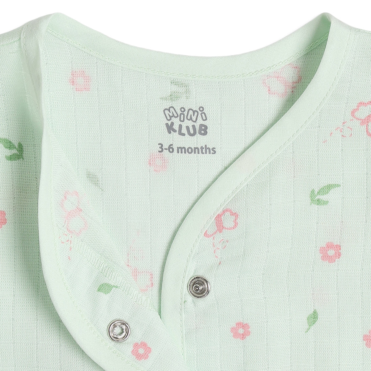 Baby Girls Blue & Green Cotton Muslin Dress Pack of 2 Floral Print Regular Fit Casual Wear