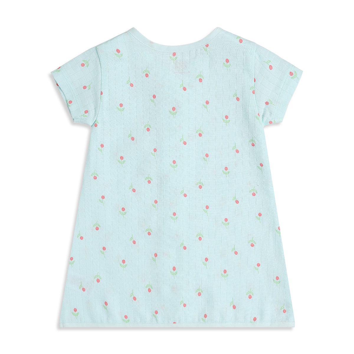 Baby Girls Blue & Green Cotton Muslin Dress Pack of 2 Floral Print Regular Fit Casual Wear