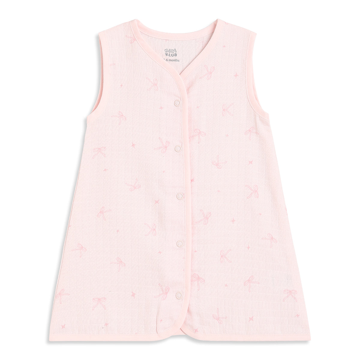 Baby Girls Pink And Cream Cotton Muslin Printed Front Open Dresses Pack Of 2 Regular Fit Casual Wear