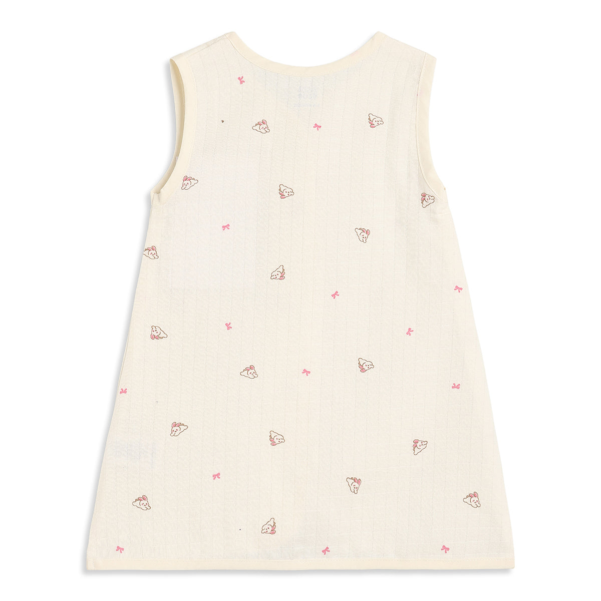 Baby Girls Pink And Cream Cotton Muslin Printed Front Open Dresses Pack Of 2 Regular Fit Casual Wear