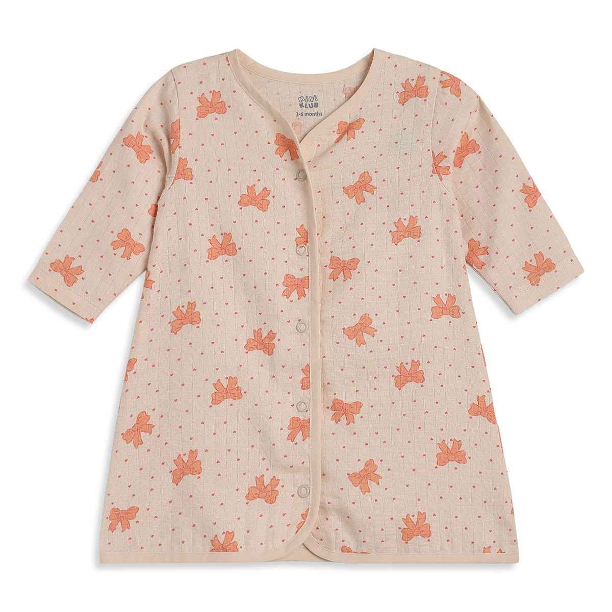 Baby Girls Peach And Cream Cotton Muslin Printed Front Open Dresses Pack Of 2 Regular Fit Casual Wear