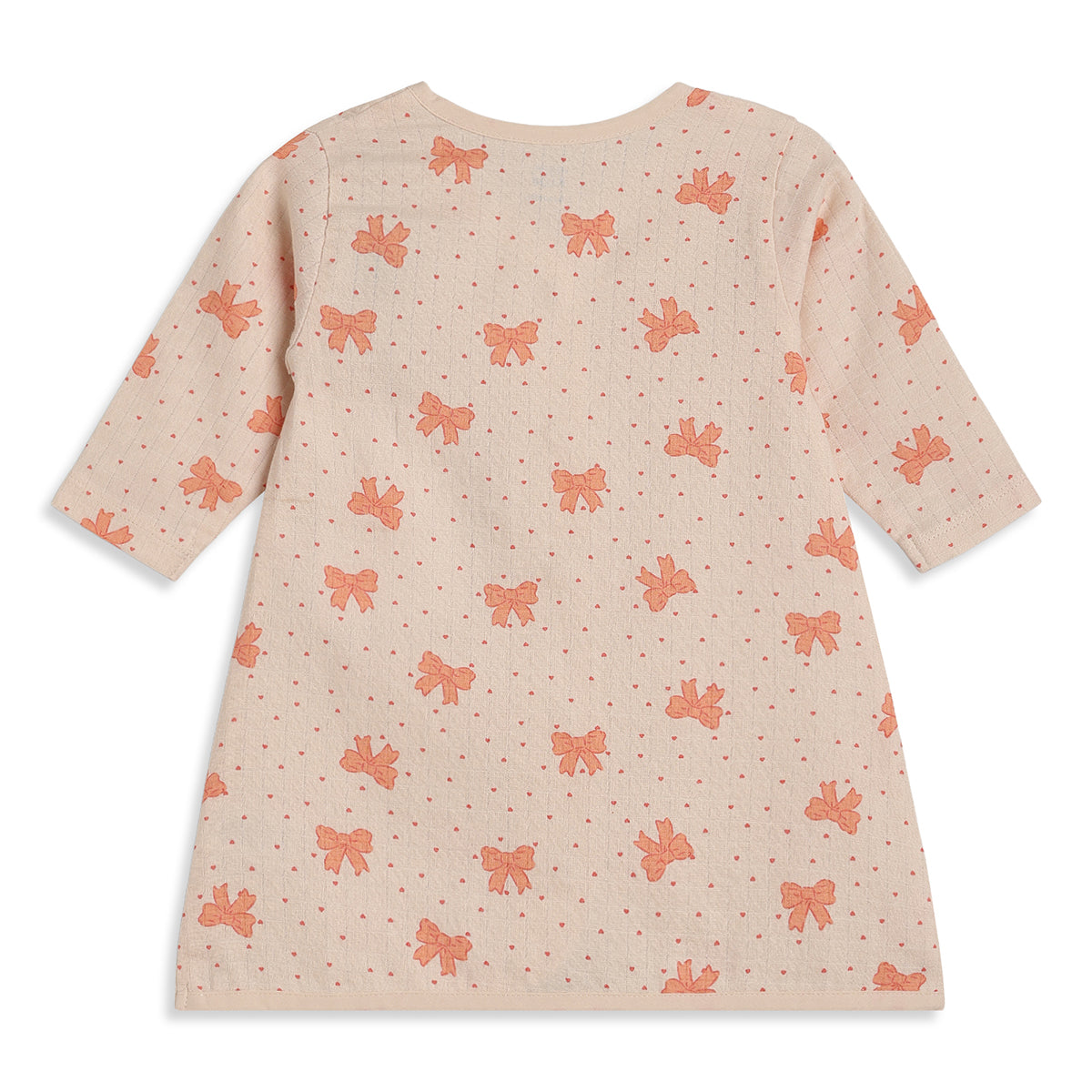 Baby Girls Peach And Cream Cotton Muslin Printed Front Open Dresses Pack Of 2 Regular Fit Casual Wear