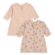 Baby Girls Peach and Beige Muslin Printed Full Sleeve Front Open Vests Pack of 2 Regular Fit Casual Wear