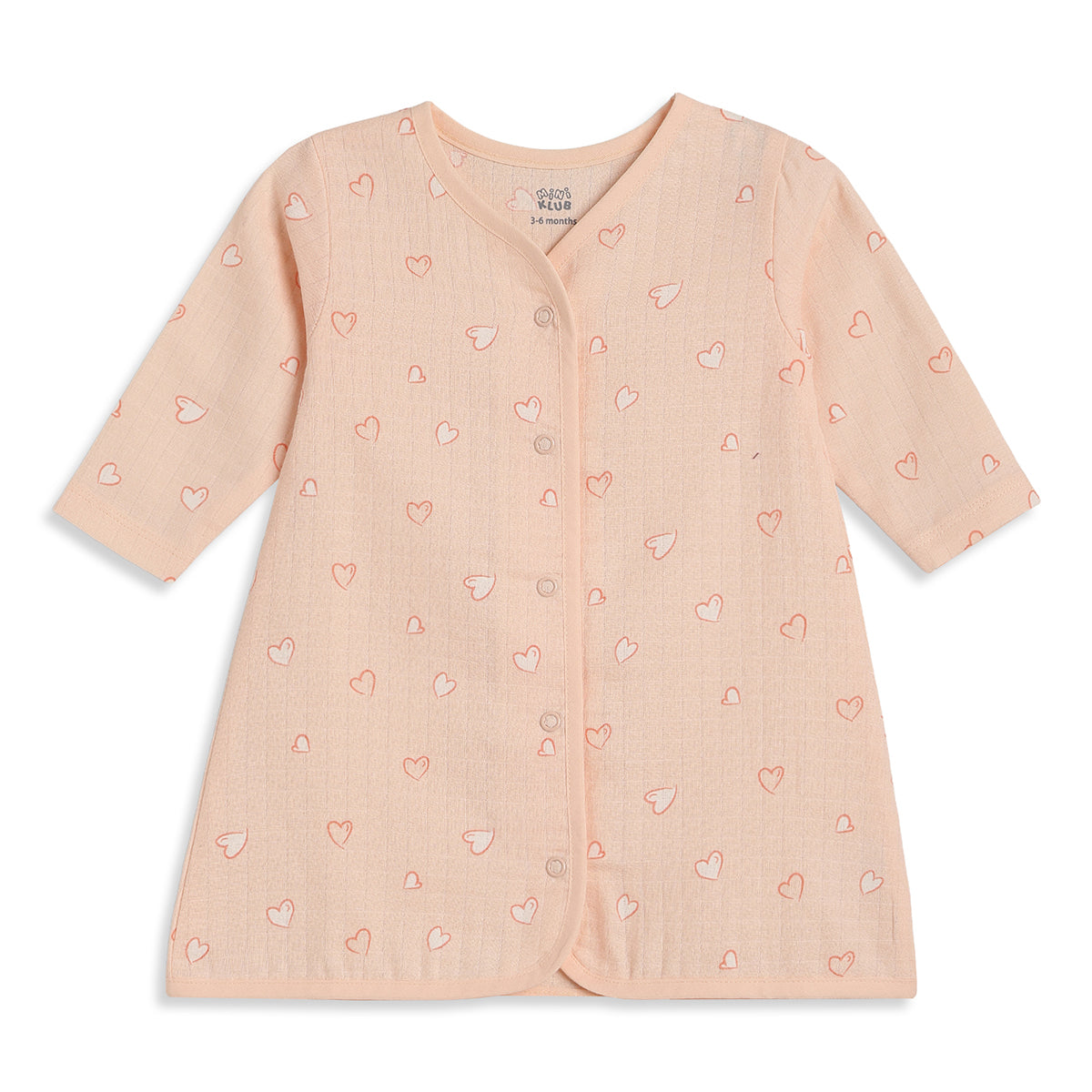 Baby Girls Peach And Cream Cotton Muslin Printed Front Open Dresses Pack Of 2 Regular Fit Casual Wear