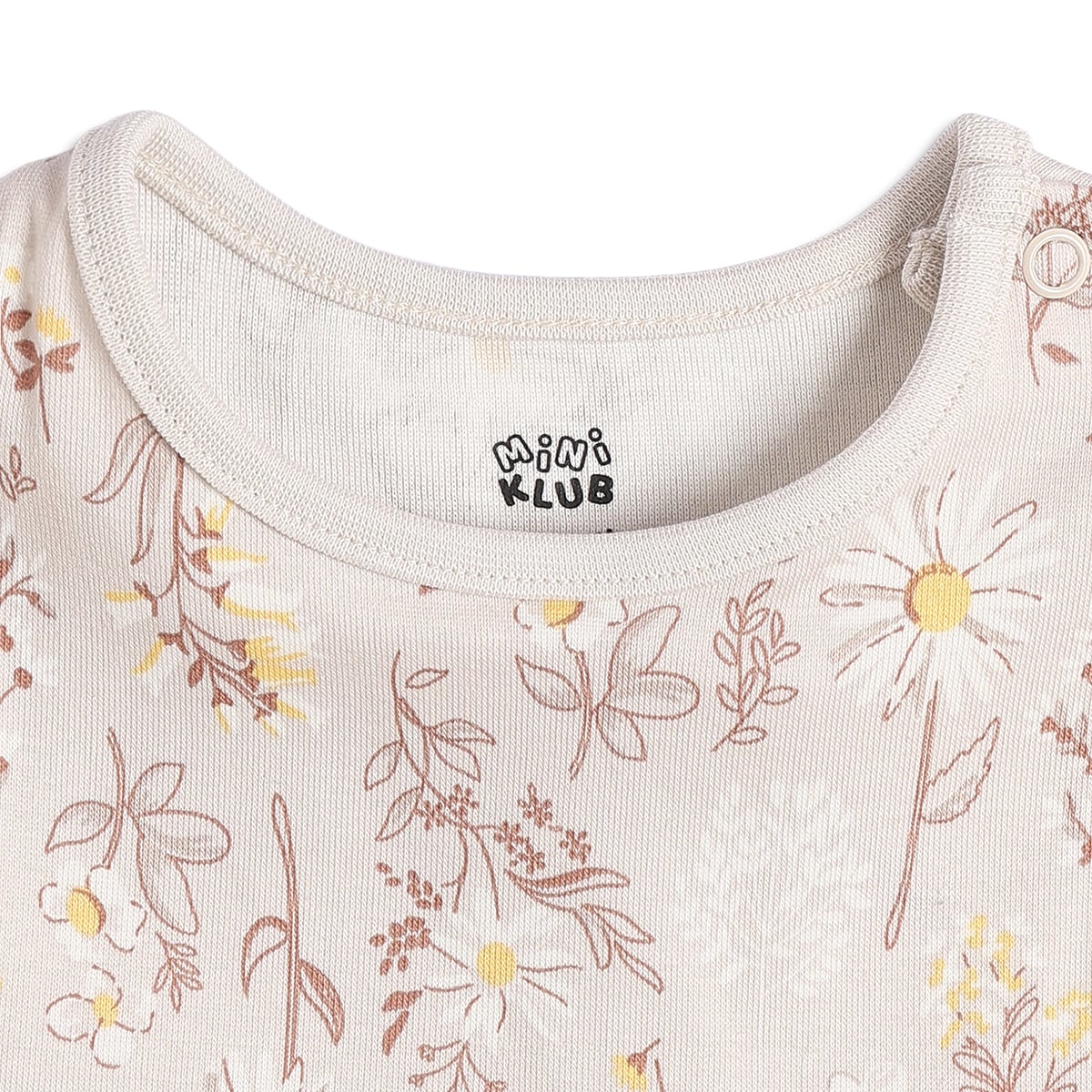 Baby Girls Beige and Cream Floral Printed Cotton Flutter Sleeve Dress Pack of 2 Casual Dresses