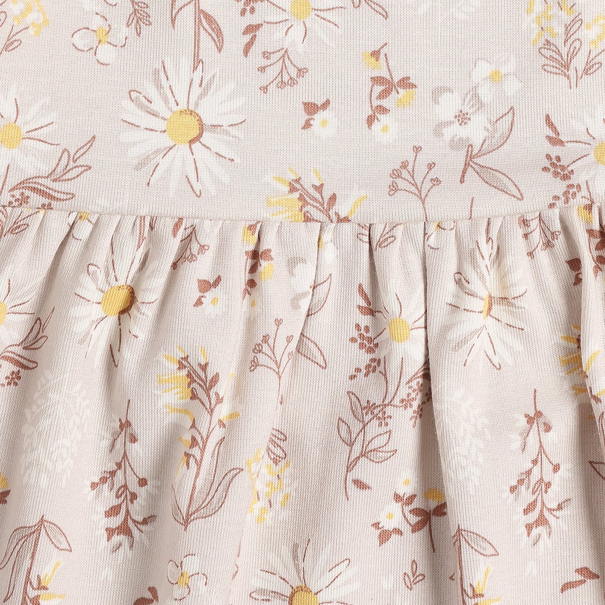 Baby Girls Beige and Cream Floral Printed Cotton Flutter Sleeve Dress Pack of 2 Casual Dresses