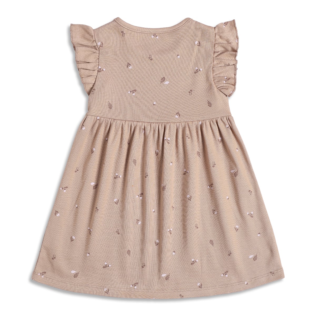 Baby Girls Beige and Cream Floral Printed Cotton Flutter Sleeve Dress Pack of 2 Casual Dresses