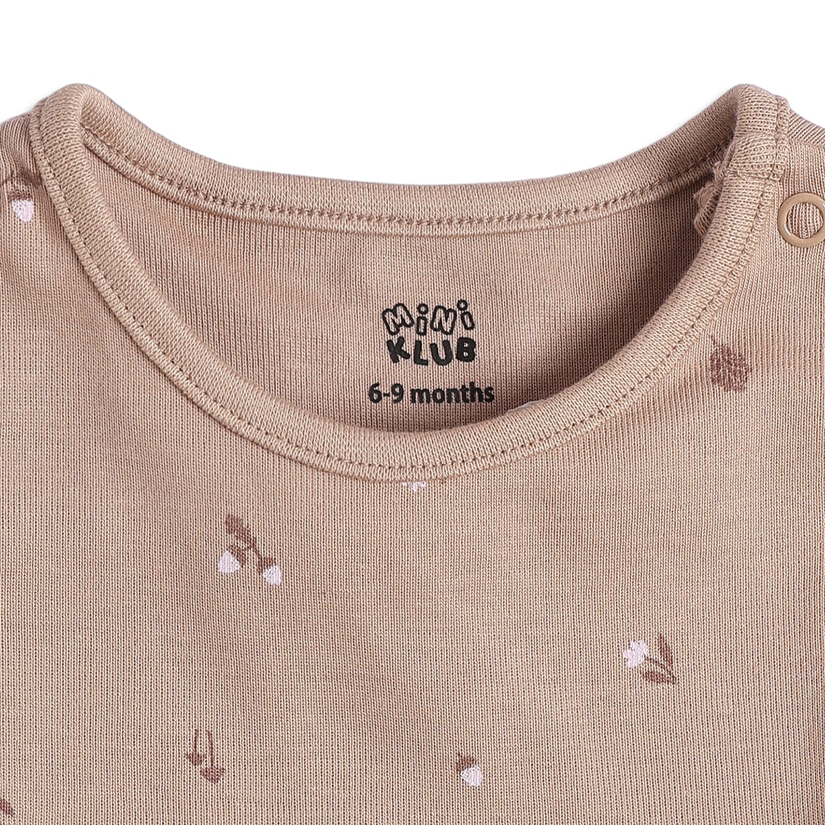 Baby Girls Beige and Cream Floral Printed Cotton Flutter Sleeve Dress Pack of 2 Casual Dresses