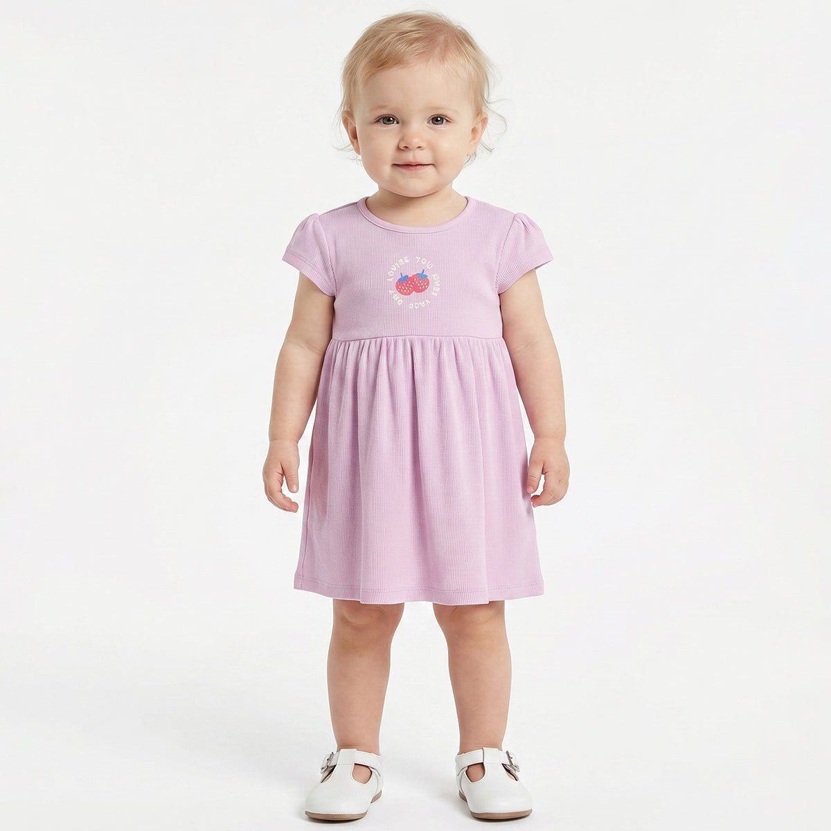 Baby Girls Pack of 2 Strawberry Print Cotton Dresses Regular Fit Casual Dresses