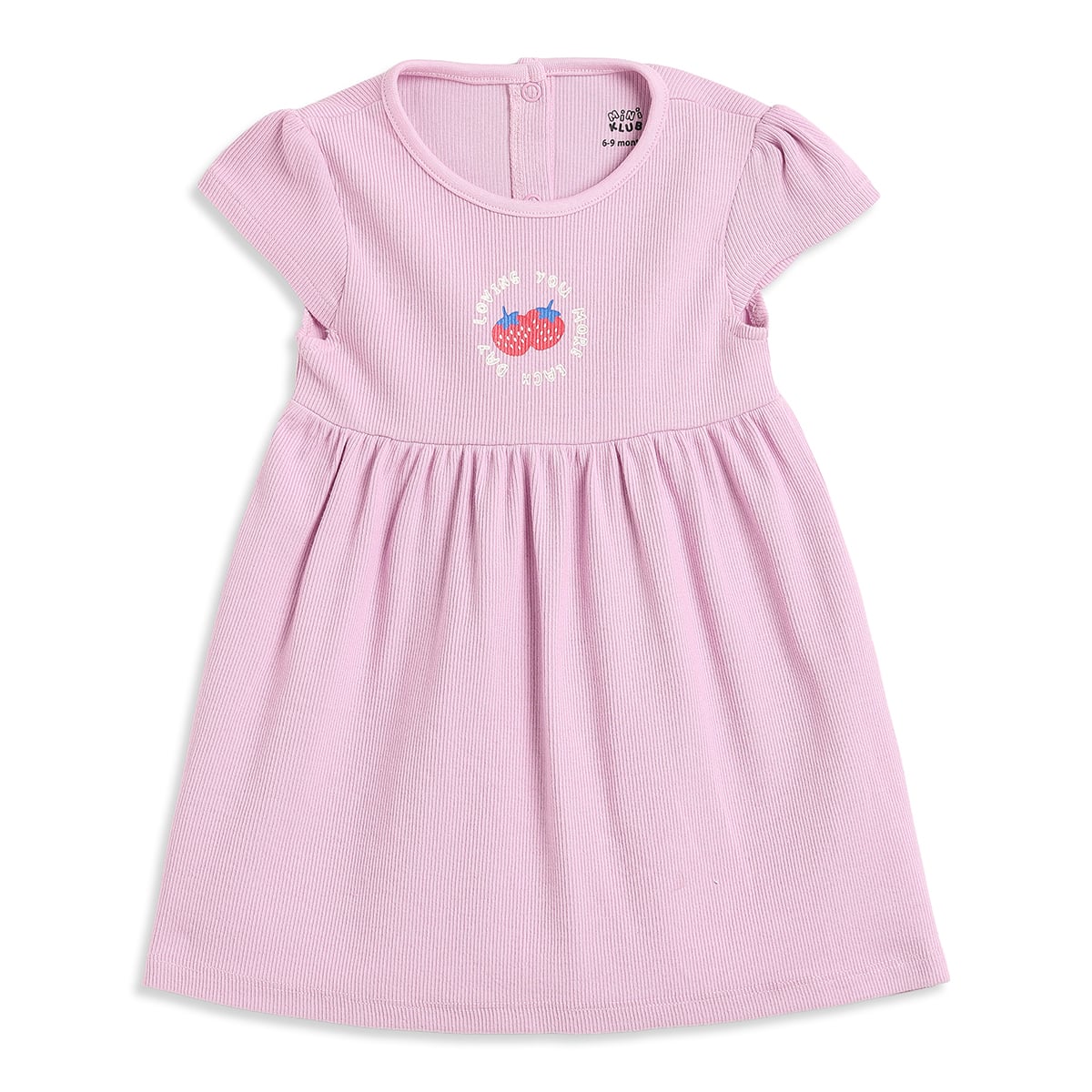 Baby Girls Pack of 2 Strawberry Print Cotton Dresses Regular Fit Casual Dresses