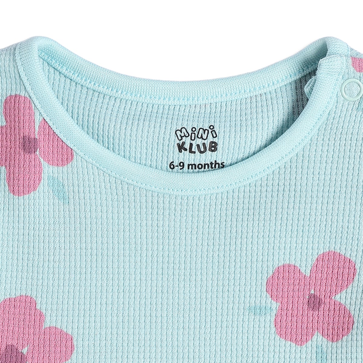 Baby Girls Floral Print And Striped Dresses Pack of 2, Pink And Blue