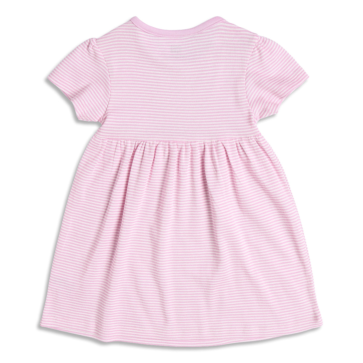 Baby Girls Floral Print And Striped Dresses Pack of 2, Pink And Blue