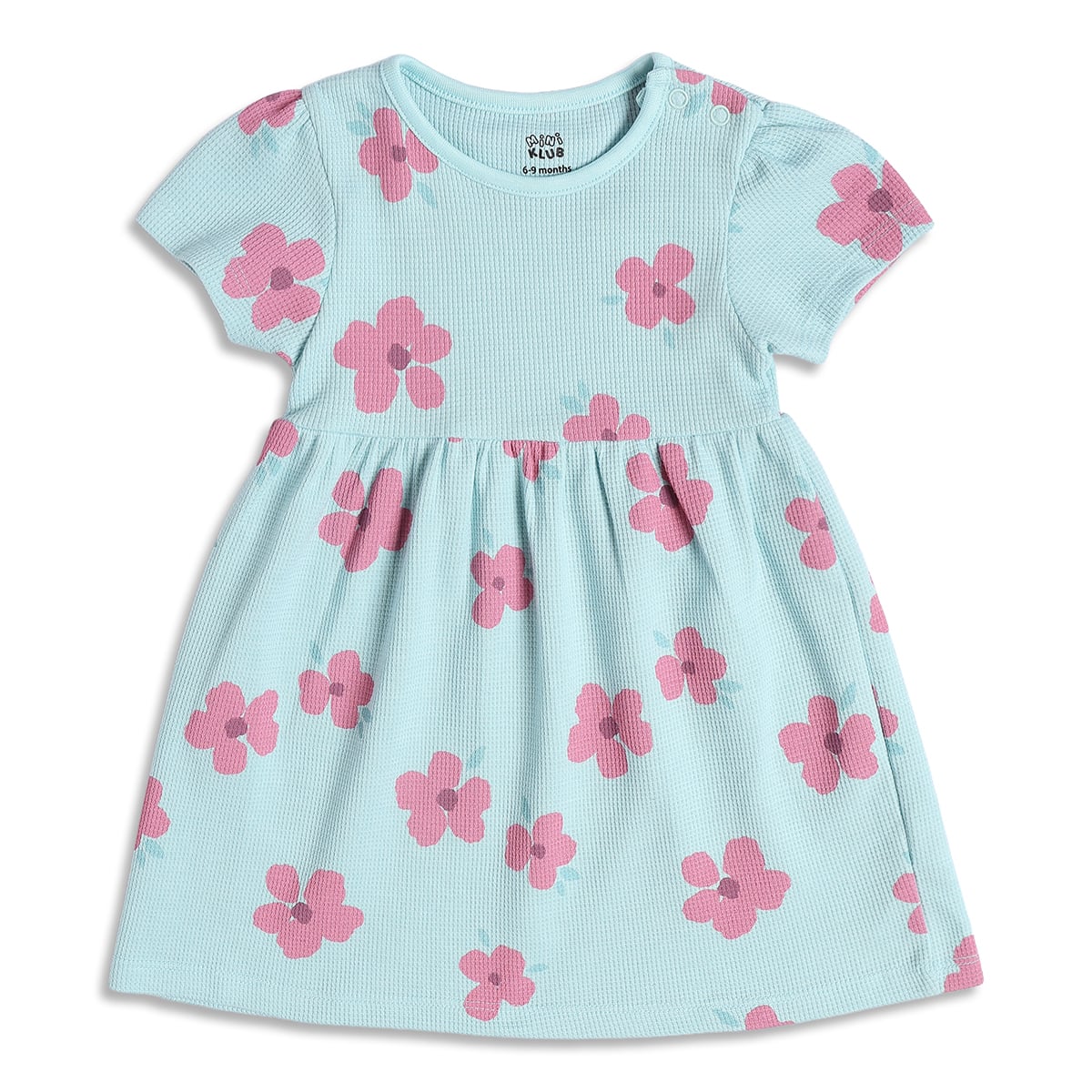 Baby Girls Floral Print And Striped Dresses Pack of 2, Pink And Blue
