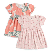 Baby Girls Pack of 2 Printed Cotton Fit & Flare Casual Dresses