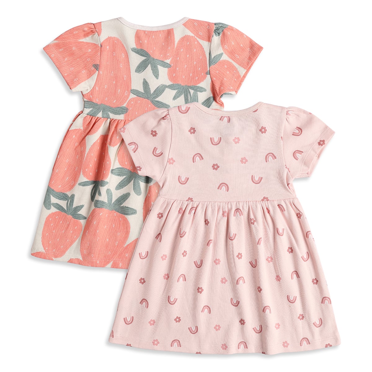 Baby Girls Pack of 2 Printed Cotton Fit & Flare Casual Dresses