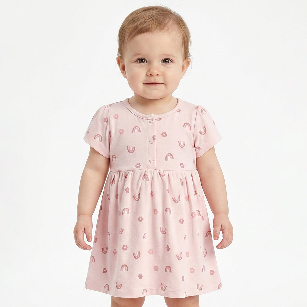 Baby Girls Pack of 2 Printed Cotton Fit & Flare Casual Dresses