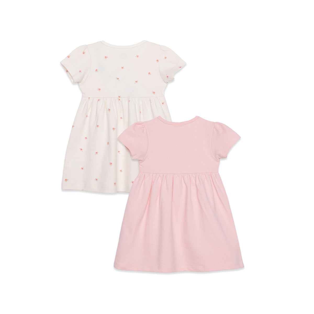 Baby Girls Pink and Off-White Cotton Dresses Pack of 2 Regular Fit Casual Wear
