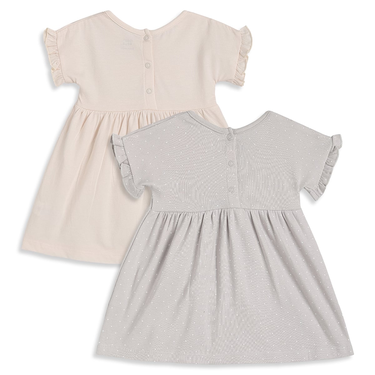 Baby Girls Cream And Grey Cotton Printed Dresses Pack Of 2 Regular Fit Casual Wear