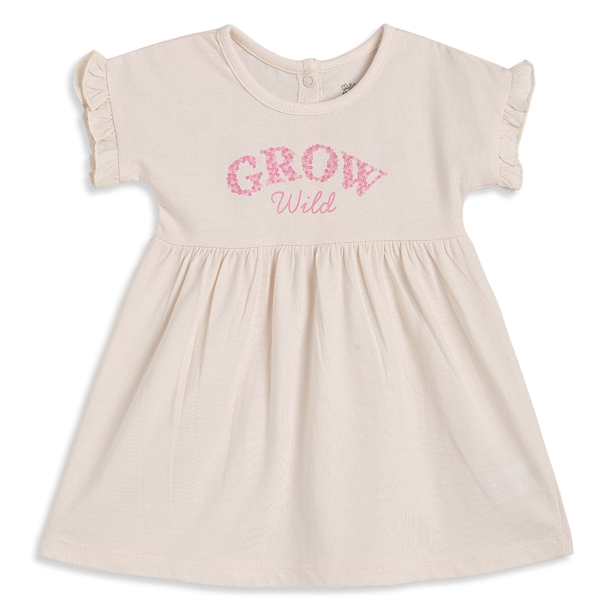 Baby Girls Cream And Grey Cotton Printed Dresses Pack Of 2 Regular Fit Casual Wear