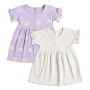 Baby Girls Pack of 2 Printed Cotton Fit & Flare Casual Dresses
