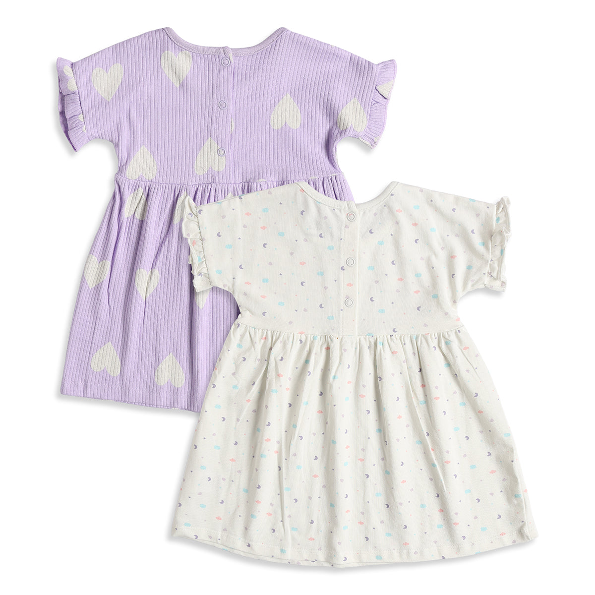 Baby Girls Pack of 2 Printed Cotton Fit & Flare Casual Dresses