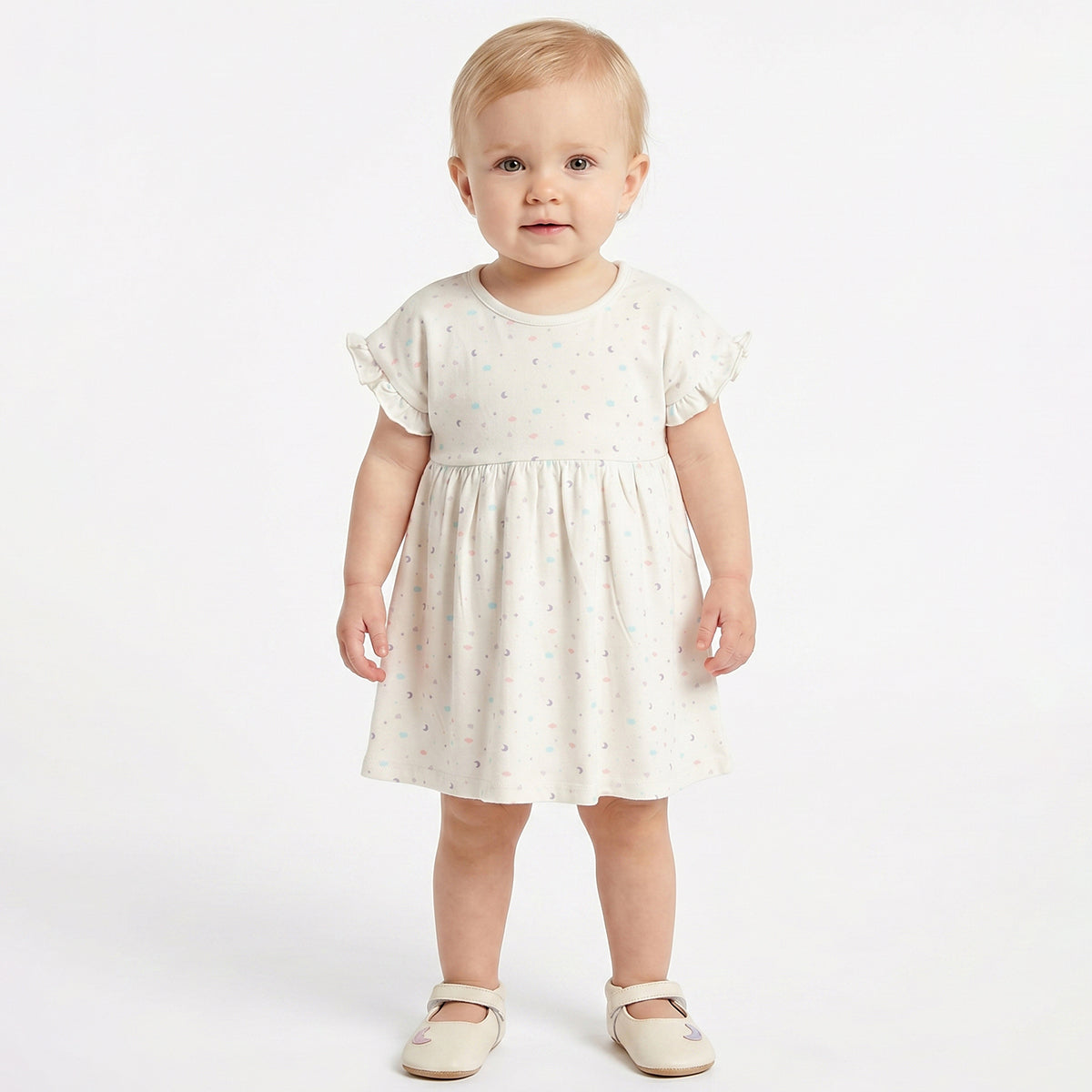 Baby Girls Pack of 2 Printed Cotton Fit & Flare Casual Dresses