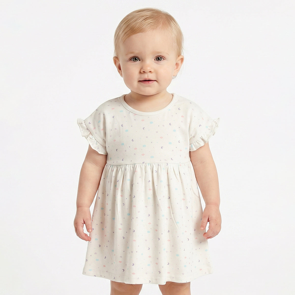 Baby Girls Pack of 2 Printed Cotton Fit & Flare Casual Dresses