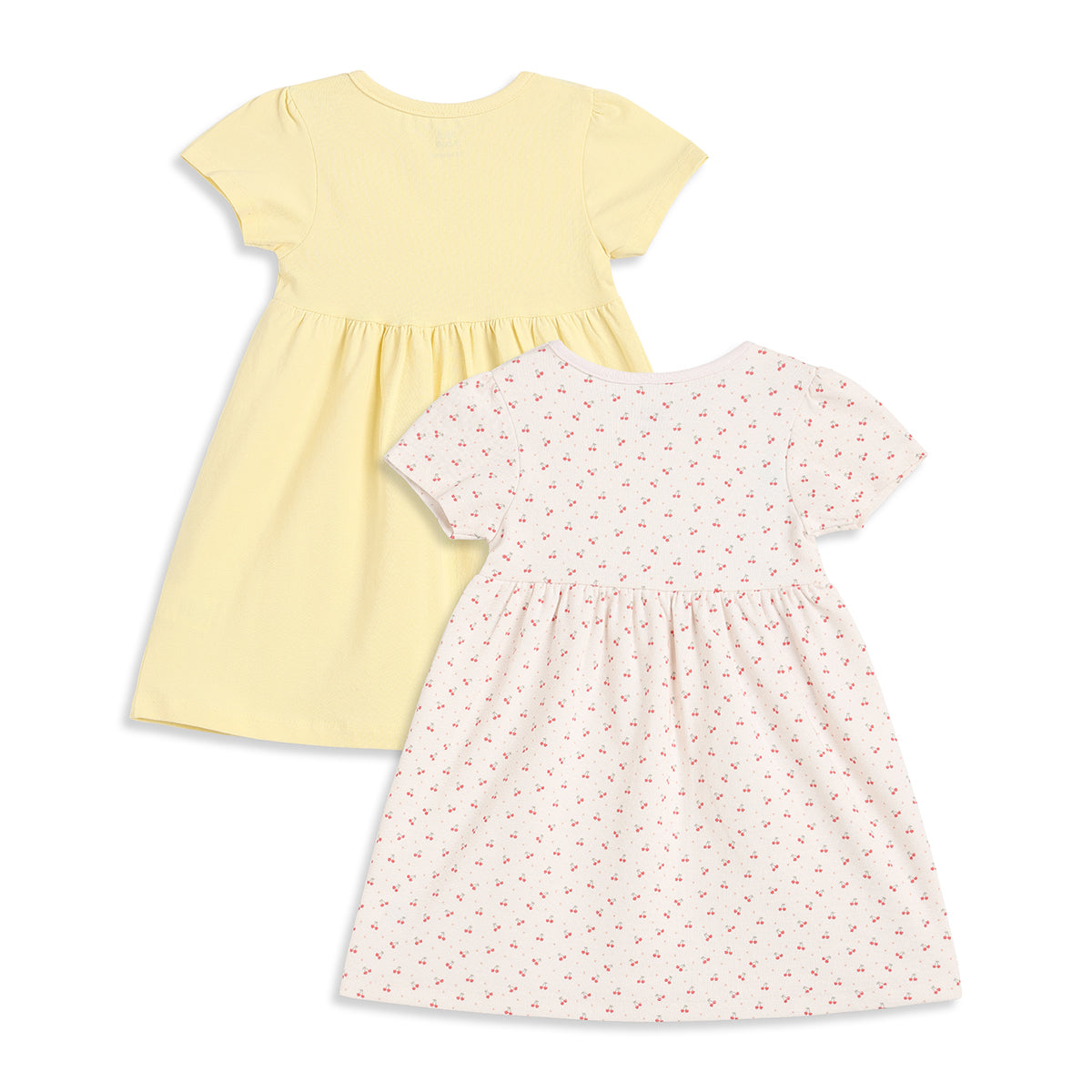 Baby Girls Yellow And Cream Cotton Printed Dresses Pack Of 2 Regular Fit Casual Wear