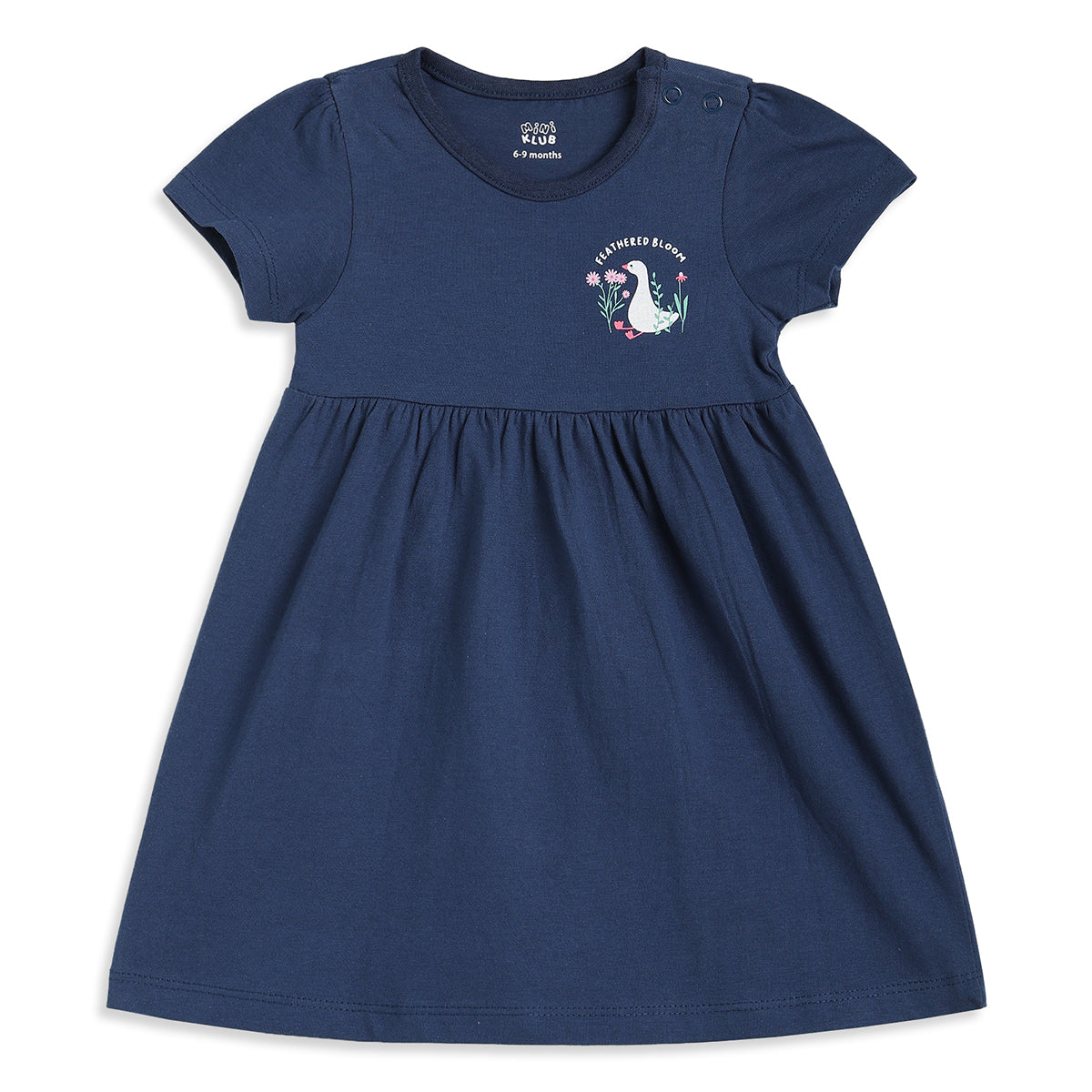 Baby Girls Navy Blue And Cream Cotton Printed Dresses Pack Of 2 Regular Fit Casual Wear