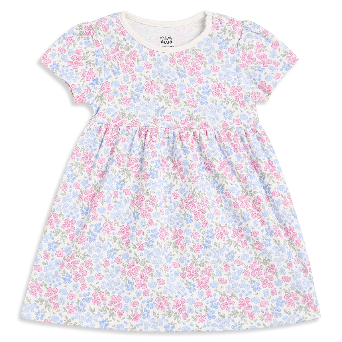 Baby Girls Navy Blue And Cream Cotton Printed Dresses Pack Of 2 Regular Fit Casual Wear