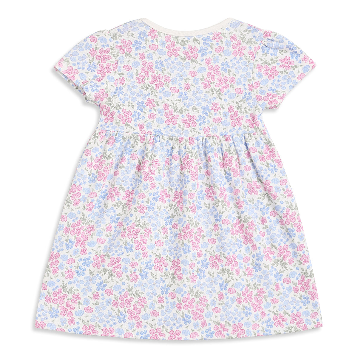 Baby Girls Navy Blue And Cream Cotton Printed Dresses Pack Of 2 Regular Fit Casual Wear