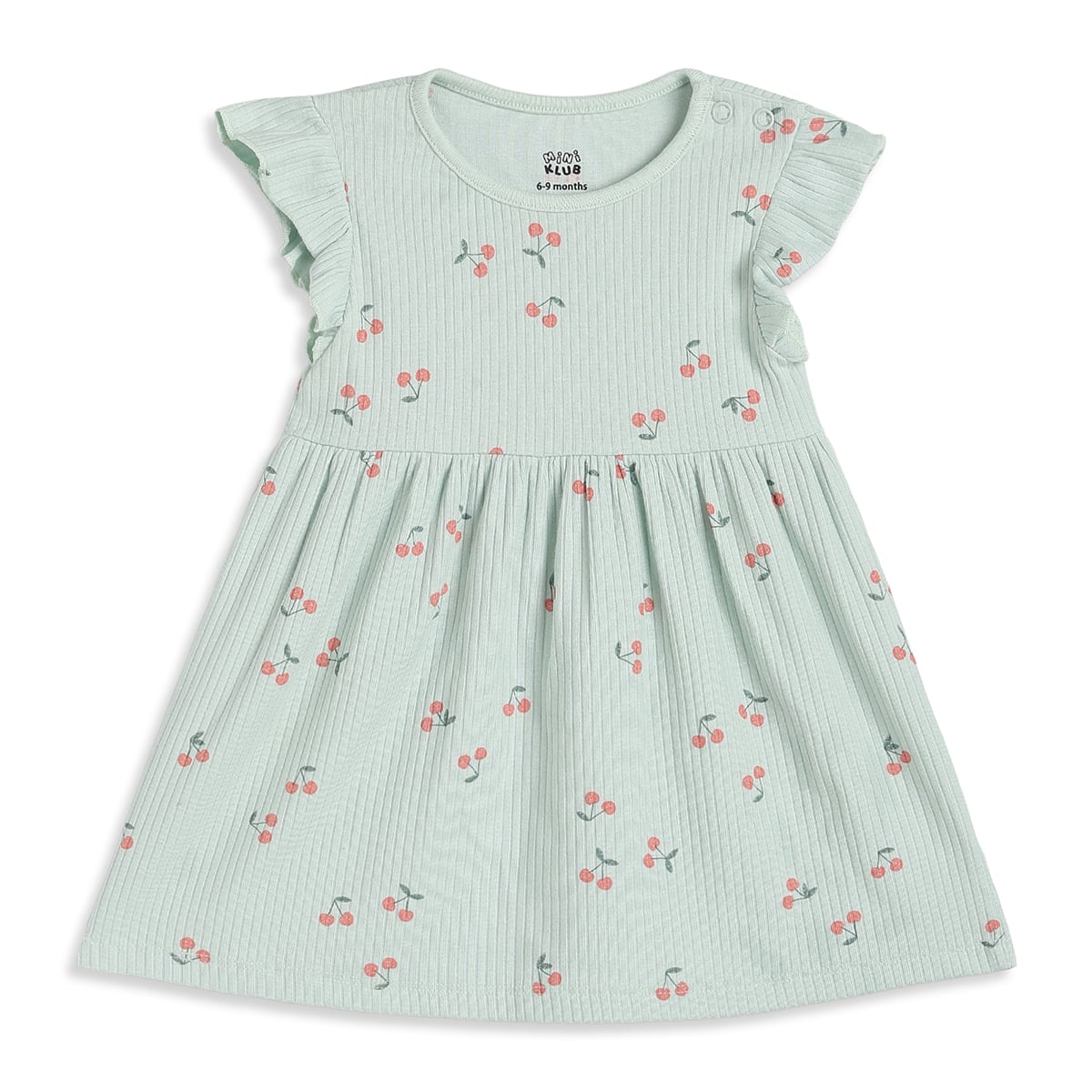 Baby Girls Pink And Mint Green Cotton Printed Dresses Pack Of 2 Regular Fit Casual Wear